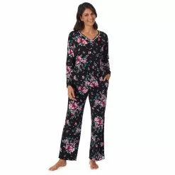 Petite Croft & Barrow® Cozy Long Sleeve Pajama Top & Pajama Pants Sleep Set