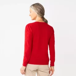 Women's Croft & Barrow® Puff-Sleeve Bobble Sweater 6 Women's Croft & Barrow® Puff-Sleeve Bobble Sweater -Croft And Barrow Sales Store 5655746 ALT