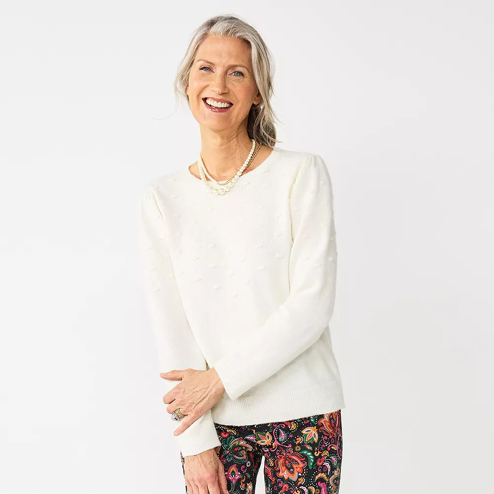 Women's Croft & Barrow® Puff-Sleeve Bobble Sweater 3 Women's Croft & Barrow® Puff-Sleeve Bobble Sweater