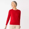Petite Croft & Barrow® Puff Sleeve Bobble Sweater -Croft And Barrow Sales Store 5657749 Red
