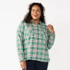 Plus Size Croft & Barrow® The Extra Soft Plaid Flannel Shirt -Croft And Barrow Sales Store 5666375 Green Plaid