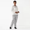 Petite Croft & Barrow® Long Sleeve Pajama Top & Pajama Pants Sleep Set 2 Petite Croft & Barrow® Long Sleeve Pajama Top & Pajama Pants Sleep Set -Croft And Barrow Sales Store 5666563 Gray Animal Print