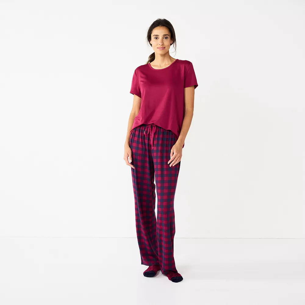 Women's Croft & Barrow® Short Sleeve Pajama Top & Pajama Pants Sleep Set 5 Women's Croft & Barrow® Short Sleeve Pajama Top & Pajama Pants Sleep Set - Image 3