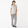 Women's Croft & Barrow® Short Sleeve Pajama Top & Pajama Pants Sleep Set -Croft And Barrow Sales Store 5666788 Gray Animal Print