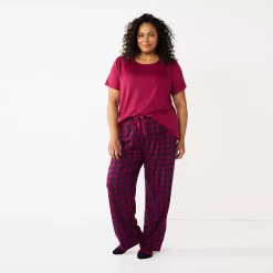Plus Size Croft & Barrow® Short Sleeve Pajama Top & Pajama Pants Sleep Set -Croft And Barrow Sales Store 5666789 ALT2
