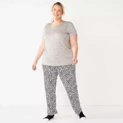 Plus Size Croft & Barrow® Short Sleeve Pajama Top & Pajama Pants Sleep Set