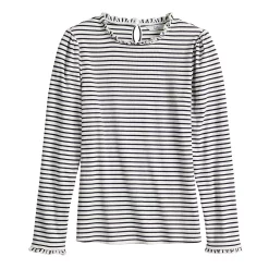 Women's Croft & Barrow® Long Sleeve Ruffle Neck Top -Croft And Barrow Sales Store 5670499 ALT5