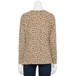 Petite Croft & Barrow® V-Neck Long Sleeve Top -Croft And Barrow Sales Store 5676626 ALT