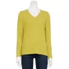 Petite Croft & Barrow® V-Neck Long Sleeve Top -Croft And Barrow Sales Store 5676626 Golden Olive
