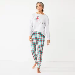 Women's Croft & Barrow® Long Sleeve Pajama Top & Pajama Pants Sleep Set -Croft And Barrow Sales Store 5677582 ALT2