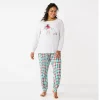 Plus Size Croft & Barrow® Long Sleeve Pajama Top & Pajama Pants Sleep Set -Croft And Barrow Sales Store 5677587 Green Red Plaid
