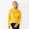 Petite Croft & Barrow® Long Sleeve Mockneck Sweatshirt -Croft And Barrow Sales Store 5696656 Golden Spice