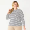 Plus Size Croft & Barrow® Long Sleeve Ruffle Neck Top -Croft And Barrow Sales Store 5702545 Navy White Stripe