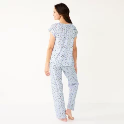 Women's Croft & Barrow® Short Sleeve Pajama Top & Pajama Pants Cotton Sleep Set 7 Women's Croft & Barrow® Short Sleeve Pajama Top & Pajama Pants Cotton Sleep Set -Croft And Barrow Sales Store 5708272 ALT