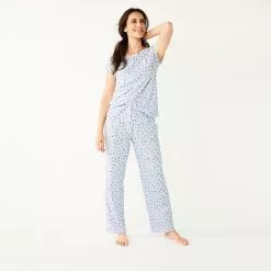 Women's Croft & Barrow® Short Sleeve Pajama Top & Pajama Pants Cotton Sleep Set 8 Women's Croft & Barrow® Short Sleeve Pajama Top & Pajama Pants Cotton Sleep Set -Croft And Barrow Sales Store 5708272 ALT2