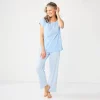 Petite Croft & Barrow® Short Sleeve Pajama Top & Pajama Pants Cotton Sleep Set 1 Petite Croft & Barrow® Short Sleeve Pajama Top & Pajama Pants Cotton Sleep Set -Croft And Barrow Sales Store 5708273 Blue Stripes