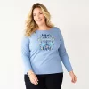 Plus Size Croft & Barrow® Holiday Motif Graphic Tee -Croft And Barrow Sales Store 5726116 Blue Love Light