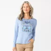 Petite Croft & Barrow® Christmas Graphic Tee -Croft And Barrow Sales Store 5726272 Blue Love And Light
