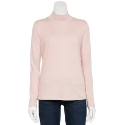 Petite Croft & Barrow® Long Sleeve Mockneck Top