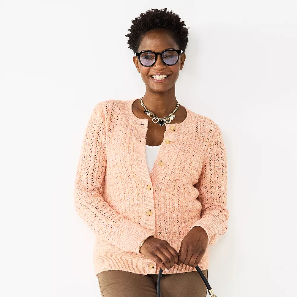 Women's Croft & Barrow® Crewneck Cardigan 3 Women's Croft & Barrow® Crewneck Cardigan
