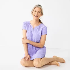 Women's Croft & Barrow® Short Sleeve Henley Short Sleeve Nightgown 8 Women's Croft & Barrow® Short Sleeve Henley Short Sleeve Nightgown -Croft And Barrow Sales Store 5774133 ALT2