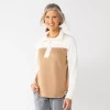 Women's Croft & Barrow® Quilted Quarter-Zip Top -Croft And Barrow Sales Store 5775880 Ivory Beige Colorblock