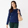 Women's Croft & Barrow® Cable Jacquard Top -Croft And Barrow Sales Store 5776228 Navy