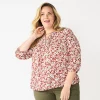Plus Size Croft & Barrow® Splitneck Pintuck Blouse -Croft And Barrow Sales Store 5776327 Brown Floral