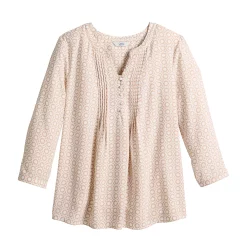 Women's Croft & Barrow® Splitneck Pintuck Blouse -Croft And Barrow Sales Store 5777321 ALT5