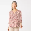 Women's Croft & Barrow® Splitneck Pintuck Blouse -Croft And Barrow Sales Store 5777321 Brown Floral