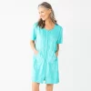 Women's Croft & Barrow® Short Sleeve French Terry Zip Robe -Croft And Barrow Sales Store 5796661 Aqua Shore