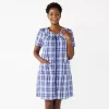 Women's Croft & Barrow® Short Sleeve Woven Zip Duster -Croft And Barrow Sales Store 5796842 Blue Multi Plaid