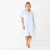 Plus Size Croft & Barrow® Short Sleeve Woven Zip Duster -Croft And Barrow Sales Store 5796854 Blue Checks