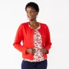 Women's Croft & Barrow® Collarless Knit Jacket -Croft And Barrow Sales Store 5800846 Red
