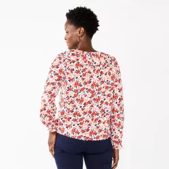 Women's Croft & Barrow® Ruffle Neck Blouse -Croft And Barrow Sales Store 5800880 ALT