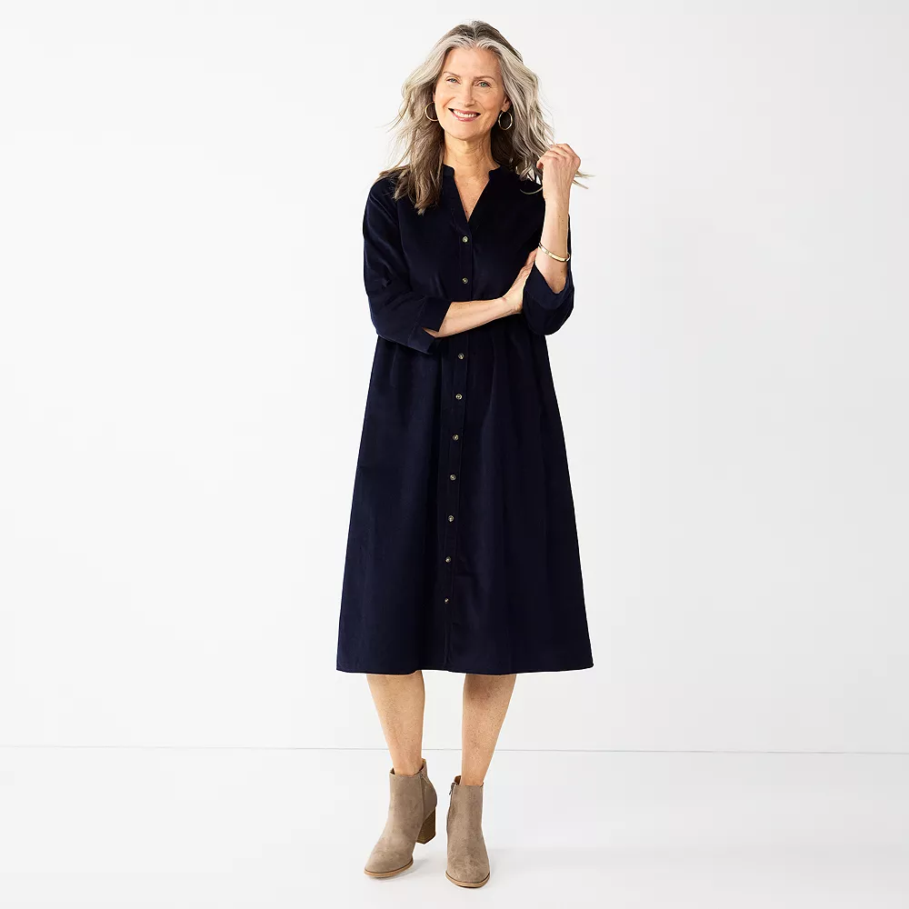 Women's Croft & Barrow® Corduroy Midi Dress 3 Women's Croft & Barrow® Corduroy Midi Dress