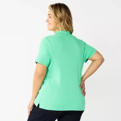 Plus Size Croft & Barrow® Short Sleeve Y-Neck Polo Top -Croft And Barrow Sales Store 5808738 ALT