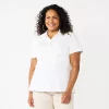 Plus Size Croft & Barrow® Short Sleeve Y-Neck Polo Top -Croft And Barrow Sales Store 5808738 White
