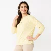 Women's Croft & Barrow® Shirred Knit Top -Croft And Barrow Sales Store 5809438 Yellow Ditsy Floral