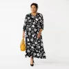 Plus Size Croft & Barrow® Ruffle Hem Maxi Dress -Croft And Barrow Sales Store 5812986 Black Floral