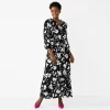 Petite Croft & Barrow® Ruffle Print Maxi Dress -Croft And Barrow Sales Store 5813570 Black Floral