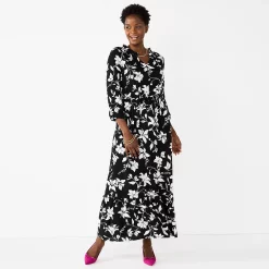 Petite Croft & Barrow® Ruffle Print Maxi Dress