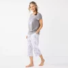 Women's Croft & Barrow® Short Sleeve Pajama Top & Capri Pajama Pants Sleep Set 1 Women's Croft & Barrow® Short Sleeve Pajama Top & Capri Pajama Pants Sleep Set -Croft And Barrow Sales Store 5839151 White Floral