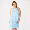 Plus Size Croft & Barrow® Sleeveless Cotton Nightgown -Croft And Barrow Sales Store 5851219 Blue Flowers