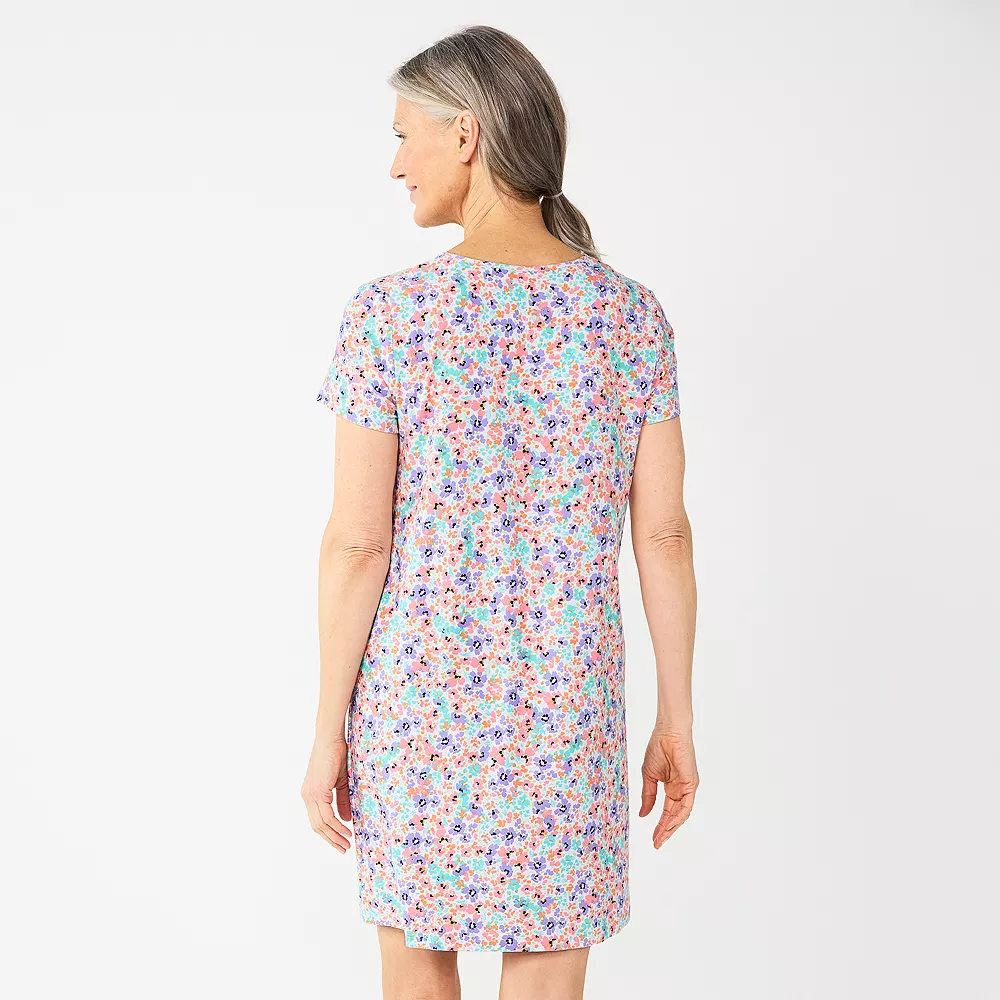 Women's Croft & Barrow® Short Sleeve V-Neck Sleepshirt 4 Women's Croft & Barrow® Short Sleeve V-Neck Sleepshirt - Image 2