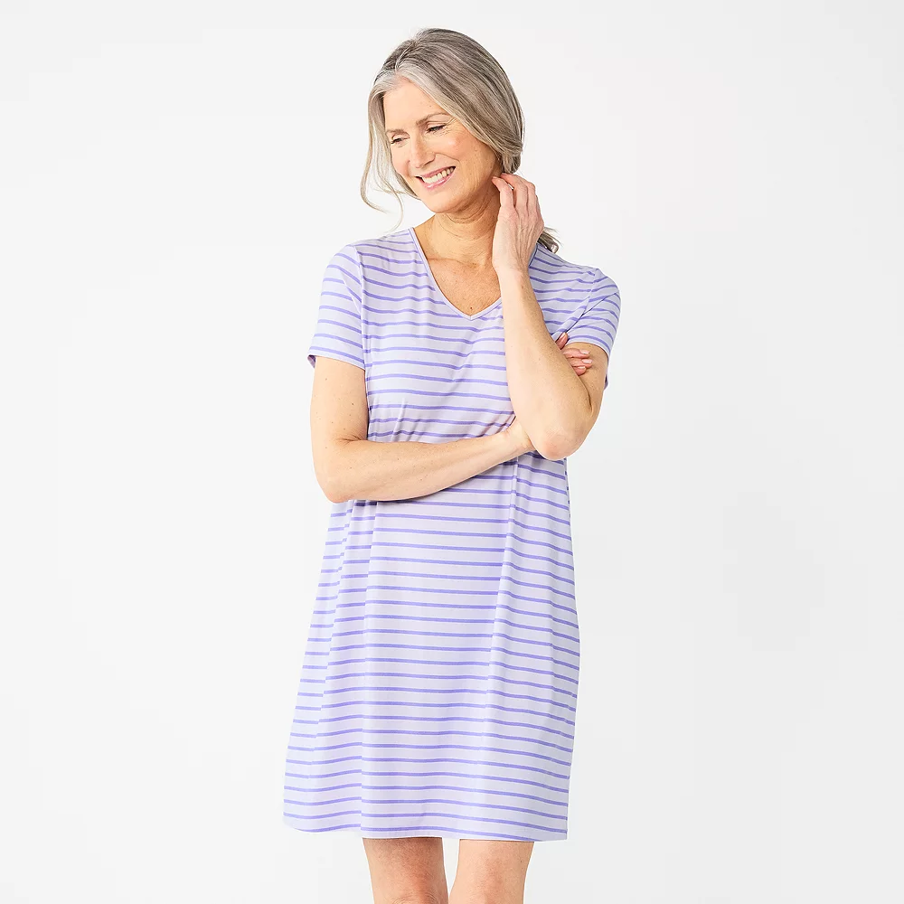 Women's Croft & Barrow® Short Sleeve V-Neck Sleepshirt 3 Women's Croft & Barrow® Short Sleeve V-Neck Sleepshirt