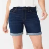 Women's Croft & Barrow® Functional Waist Denim Shorts -Croft And Barrow Sales Store 5934037 Dark Wash