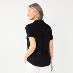 Women's Croft & Barrow® Woven Camp Shirt -Croft And Barrow Sales Store 5949460 ALT