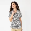 Women's Croft & Barrow® Woven Camp Shirt -Croft And Barrow Sales Store 5949460 Black Garden