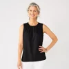 Petite Croft & Barrow® Smocked Sleeveless Tank -Croft And Barrow Sales Store 5962570 Black